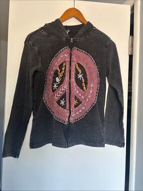 Jayli Peace Zip Up Sweatshirt